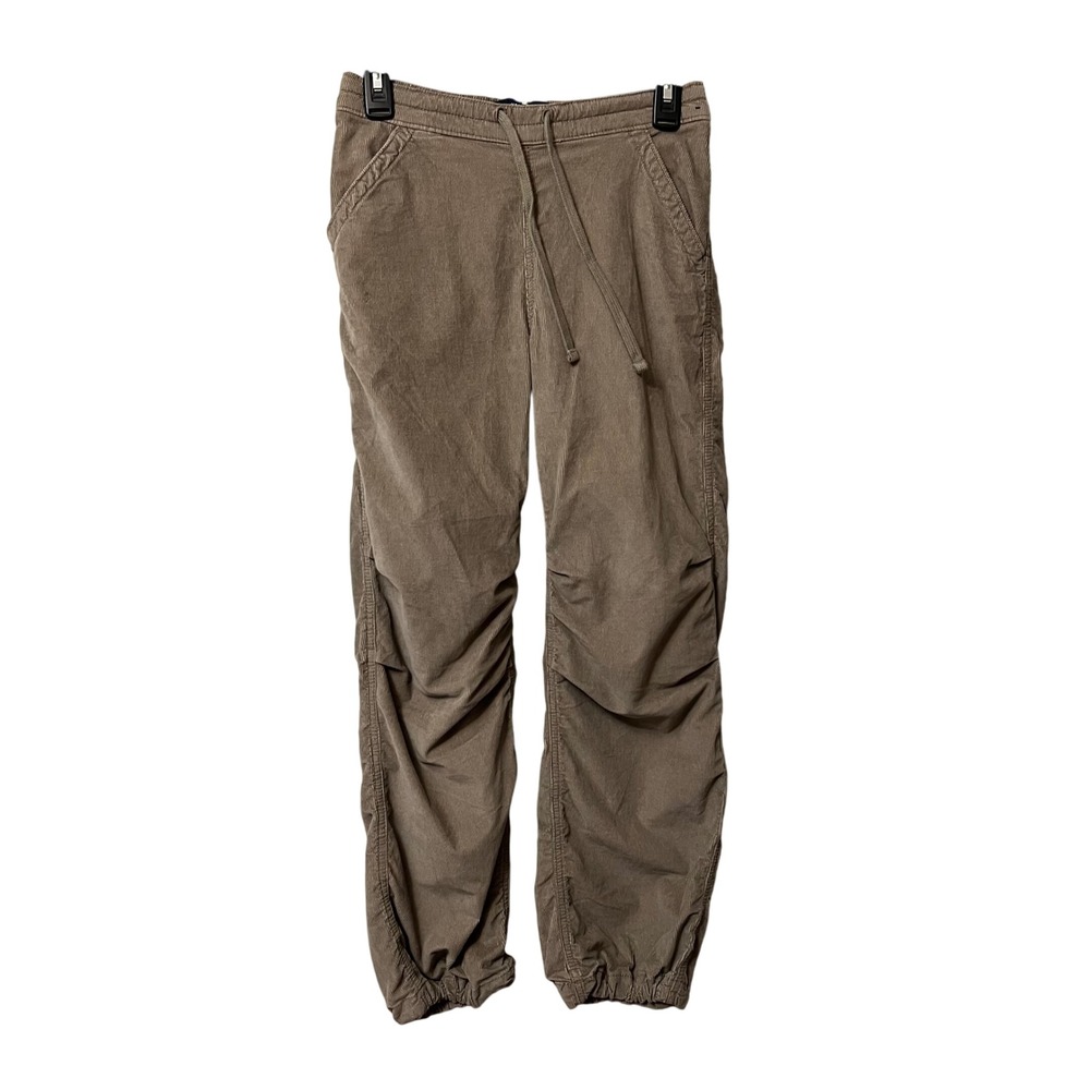 Hollister XXS Short Parachute Baggy Corduroy Pants Women Brown Drawstring‎